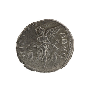 Denarius of Elagabalus (reigned 218–222). Obverse: IMP ANTO, PIVS AVG — Bust of Elagabalus with