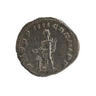 Denarius of Elagabalus (reigned 218–222). Obverse: IMPANTONINVS PIVSAVG — Bust of Elagabalus with