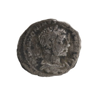 Denarius of Elagabalus (reign 218–222), Roman Empire, 221. Obverse: Bust of Elagabalus with laurel