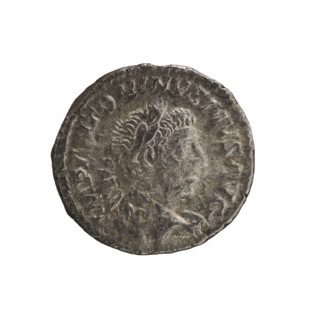 Denarius of Elagabalus (reign 218–222 CE). Roman Empire, 221 CE. Obverse: Bust of Elagabalus