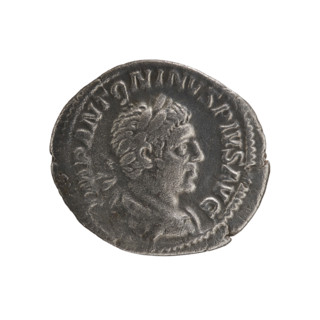Denarius, Elagabalus (reigned 218–222 CE). Obverse: Bust of Elagabalus with laurel wreath and