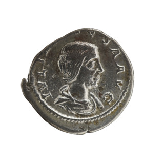 Denarius, Elagabalus (204–222; Roman emperor 218–222). Obverse: IVLIA, ESAAVG — Draped bust of