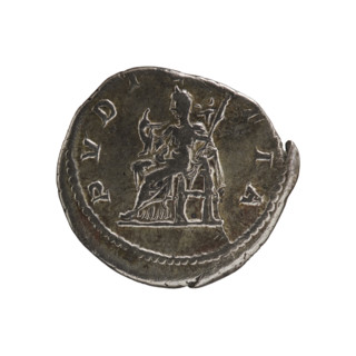Denarius, Elagabalus (204–222; Roman emperor 218–222). Obverse: IVLIA, ESAAVG — Draped bust of
