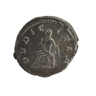 Denarius of Elagabalus (reign 218–222). Obverse: IVLIAMAESAAVG — draped bust of Julia Maesa facing