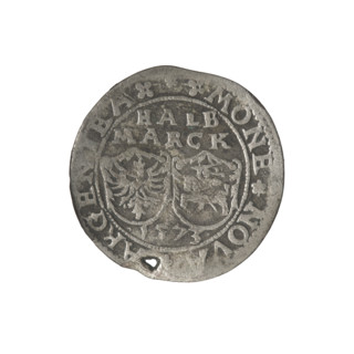 Livonian half-mark (half-fine), Chodkiewicz, Jan Hieronimowicz (ca. 1537–1579), administrator of