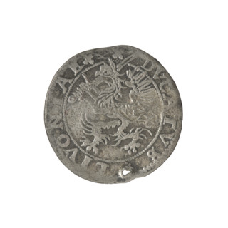 Livonian half-mark (half-fine), minted 1573. Obverse: inscription 'HALB/MARCK' with two escutcheons