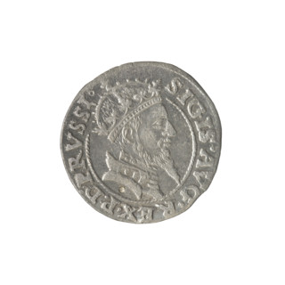 Gdansk grosz, Sigismund II Augustus (King of Poland; 1544–1572). Obv.: Crowned male bust in profile