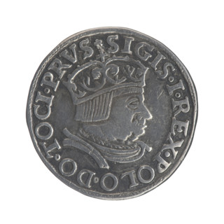 Gdansk trojak, Sigismund I the Old (King of Poland; 1506–1548). Polish coin (trojak), Gdansk, 1536.