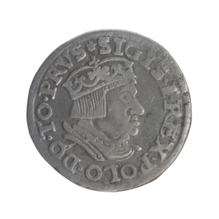 Gdansk trojak, Sigismund I the Old (King of Poland; 1506–1548). Obv.: Crowned male bust in profile