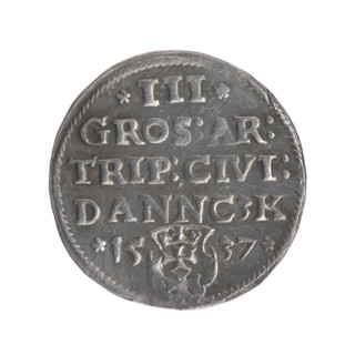 Gdansk trojak, Sigismund I the Old (King of Poland; 1506–1548), male busts, Gdansk (coat of arms),