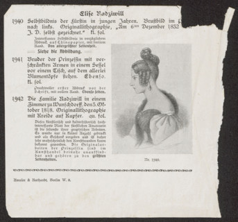 Self-portrait of Eliza Radziwillówna (Eliza Radziwill, 1803–1834), graphic artist; 1832; graphic