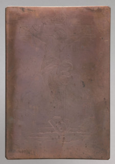 Recto: Crucifixion; verso: Tondo with the image of a bust of a man in a tunic. The image belongs to