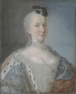 Portrait of a Lady in a Blue Dress with a Muff; Léon-Pascal Glain (ca. 1715–ca. 1775); pastel,