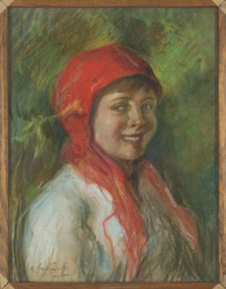 Girl, Gajewski-Ostoja, Miroslaw (1867–1931), painter — portraits of children, Poland. The pastel