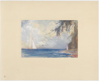 Seaside landscape with a sailboat, Gawinski, Antoni (1876–1954), painter; Paderewski, Ignacy Jan