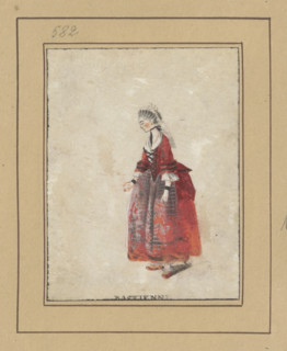 Actress in the role of Bastienne; draughtsman Janinet, Jean-François (1752–1814), after Levachez,