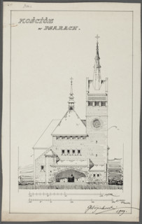 Psary. Church. Front elevation. Wojciechowski, Jaroslaw (1874-1942). Churches. Psary (Greater