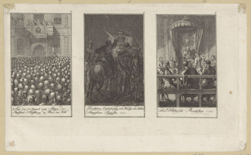 Three illustrations for contemporary history: Pope Pius VI blesses the people from the balcony of