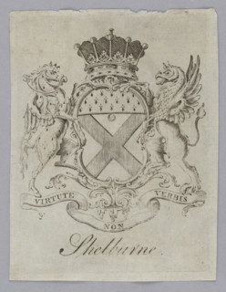 Graphic print, bookplate, 2nd half of the 18th–1st half of the 19th century. In the center, a coat