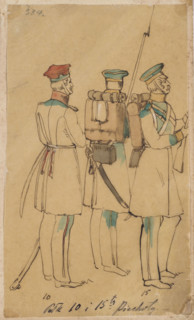 10th and 15th Line Infantry Regiment, color lithography in the album 'Polish Army. Collection of