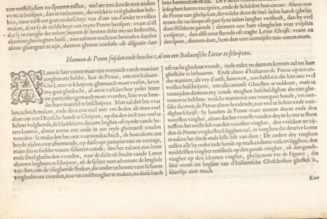 Description of the Italian letter (second continuation) and explanation of how to cut the reed pen