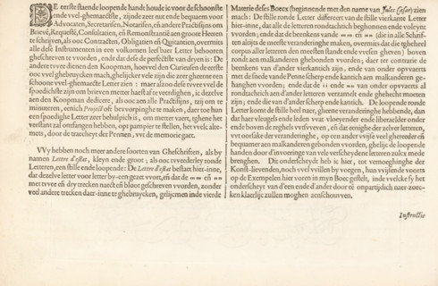 Description of various Dutch letters, Instruction of the Dutch coarse and small letters, Foundation