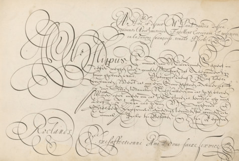 Writing sample: Philippus Coninck van Macedonien, 't Magazin oft pac-huys der loffelycker