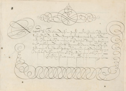 Writing example: Alexandre le Grand envoyant, Grammato-Graphices. In Quo Varia Scripurae Emblemata,