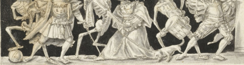 Dance of Death (left half), drawing, watercolor, draftsman (artist): Gesina ter Borch (possibly),
