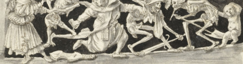 Dance of Death (right half), drawing, watercolor, draftsman (artist): Gesina ter Borch (possibly),