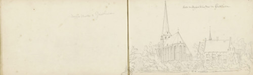 Church and Beguine convent at Griethausen, sketchbook page, Page 45 verso and 46 recto from a