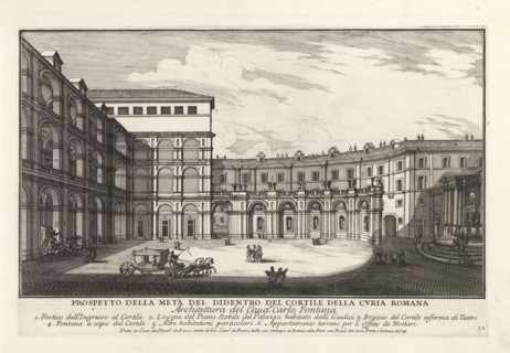 Prospetto della metà del didentro del cortile della curia Roman, Courtyard of Palazzo Montecitorio