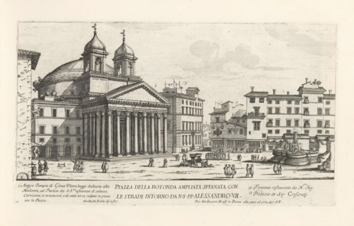Piazza della Rotonda and the Pantheon in Rome, Piazza della Rotonda ampliata spianata con le strade