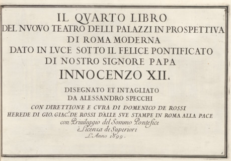 Title print to a series of representations of palaces in Rome, Modern buildings in Rome, Il nuovo