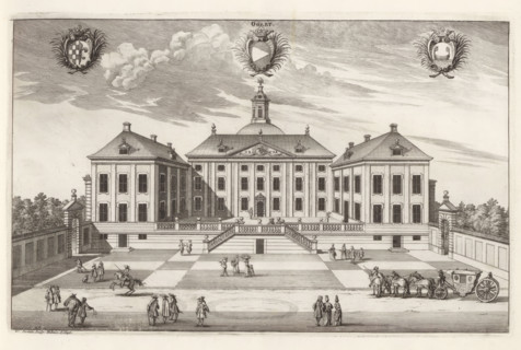 View of the renovated castle Örbyhus, Öörby, Suecia Antiqua et Hodierna, print, album page,