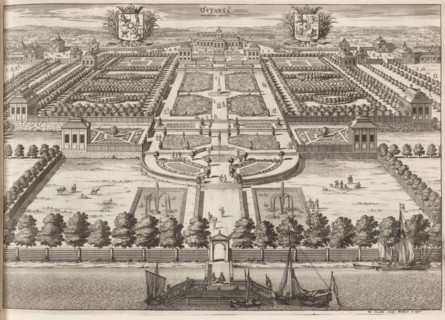 Östanåå meridiem versus, View of the Östanå mansion and the garden, from the south, Suecia Antiqua