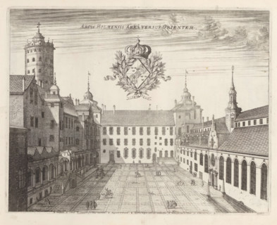 Arcis Holmensis Area Versus Orientem, Courtyard of Tre Kronor Castle, from the east, Suecia Antiqua