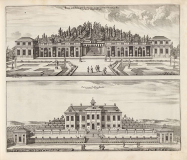 View of the greenhouses of the Stavsund estate and the main building from the east, Icon aedificii