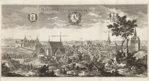 Nicopia qua orientem spectat, View of Nyköping, from the east, Suecia Antiqua et Hodierna, print,