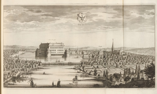 View of the city Örebro, Örebroo, Suecia Antiqua et Hodierna, print, album page, printmaker: