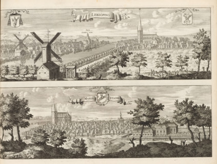 Lidkiöping, Mariaestadh, View of the towns of Lidköping and Mariestad, Suecia Antiqua et Hodierna,
