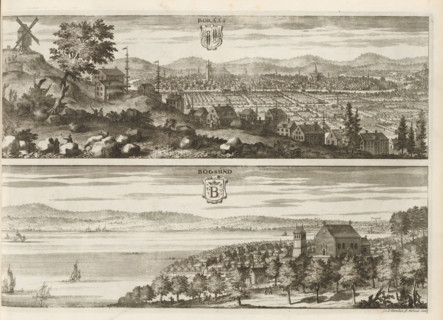 View of the towns of Borås and Ulricehamn, Boråås, Bogsund, Suecia Antiqua et Hodierna, print,