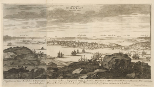View of the city of Karlskrona, from the north, Urbs et Portus Carlscrona septentrionem versus,