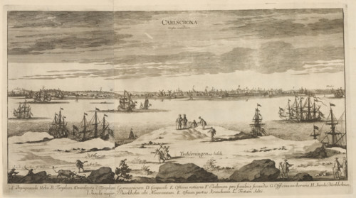 Carlscrona versus meridiem, View of the city of Karlskrona from the south, Suecia Antiqua et
