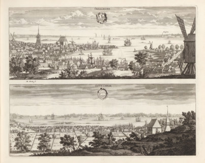 View of Öregrund and Östhammar, Öhregrund, Östhammar, Suecia Antiqua et Hodierna, print, album