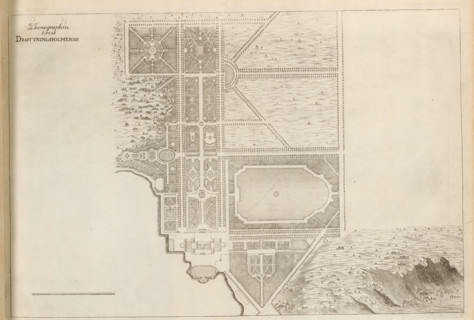 Map of Drottningholm estate, Ichonographia Arcis Drottningholmensis, Suecia Antiqua et Hodierna,