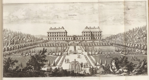 Ekolsund, Ekolsund Palace and its gardens, Suecia Antiqua et Hodierna, print, album page,