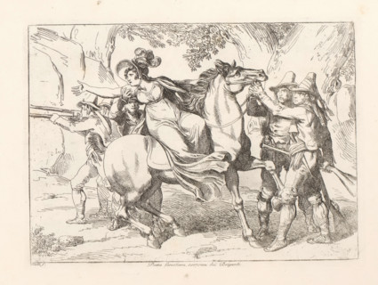 Woman being robbed, Dama forastiera, sorpresa dei Briganti, Nuova raccolta di cinquanta costumi de