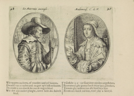 The blind man, Madamois. C. de V., Blind matchmaker and young lady, Marriage abuses, print, album