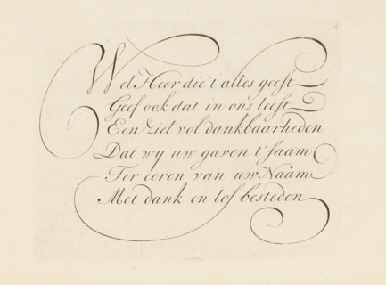 Writing example: Well Lord who gives it all, print, album page, ornamental print, printmaker: